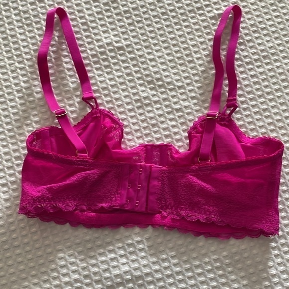 Auden Bra 34C Hot Pink Barbiecore Fairycore Mesh Stretchy Adjustable Sheer Wired - Picture 11 of 11